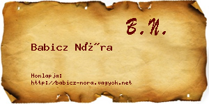 Babicz Nóra névjegykártya